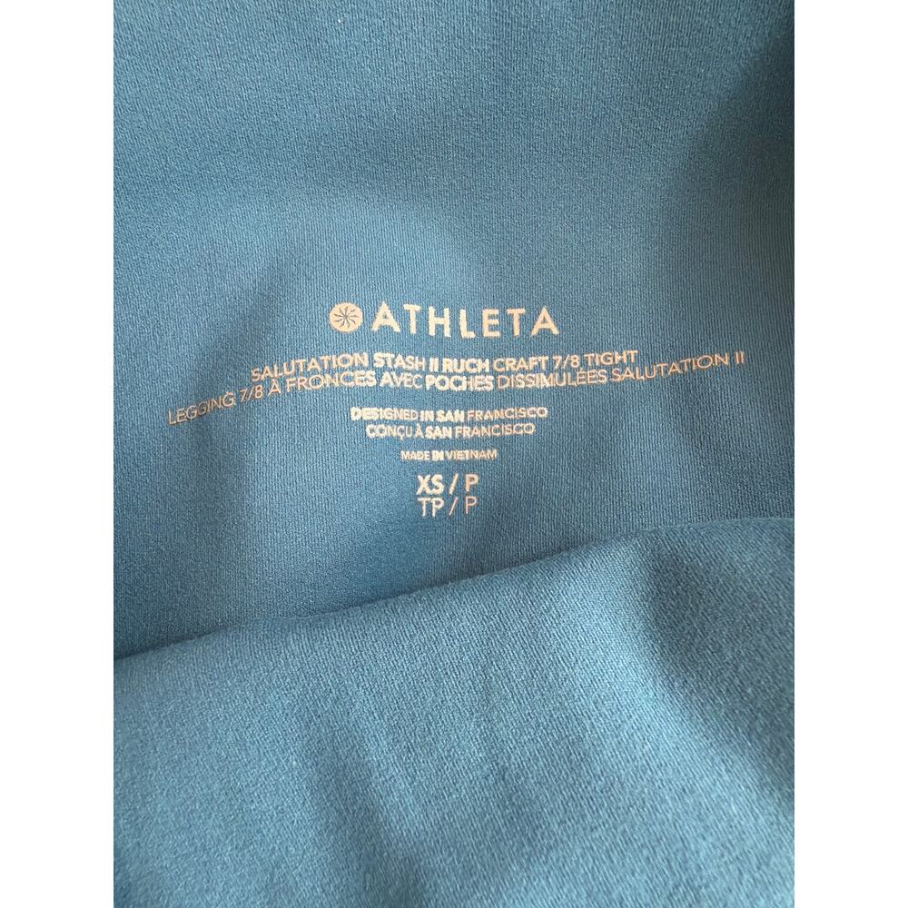 Athleta Teal Blue Ruched Activewear Cropped Pants XS - Picture 4 of 4